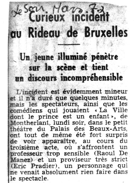article dans Le Soir mars 1972 Le Soir mars 1972