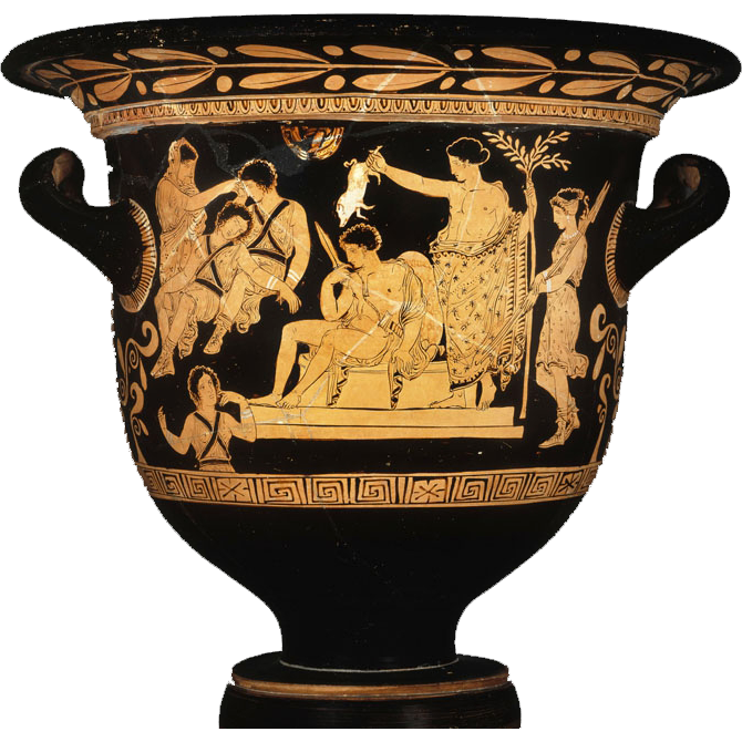 Clytemnestre essaie en vain de réveiller trois Érinyes Clytemnestre essaie en vain de réveiller trois Érinyes