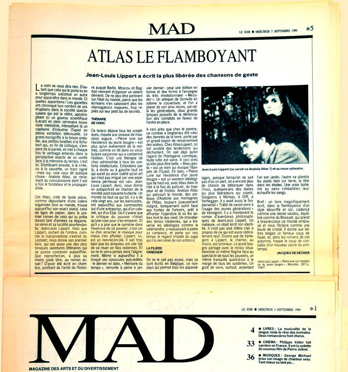 Article de Jacques De Decker dans le MAD Article de Jacques De Decker