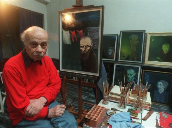 Ernesto Sabato peintre dans l'atelier l'atelier
